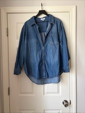 NWOT Motherhood Denim Button-Down Shirt in Blue